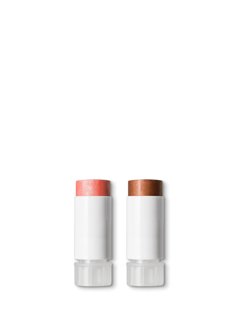 ; L'immagine mostra i nostri ultimi Blush & Glow Refill: i Glowy Blush nei colori Rosy Glow e Bronzy Glow