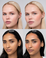 ; Before & After dei Hot Orange Duo Stick blush Melone e Tostato