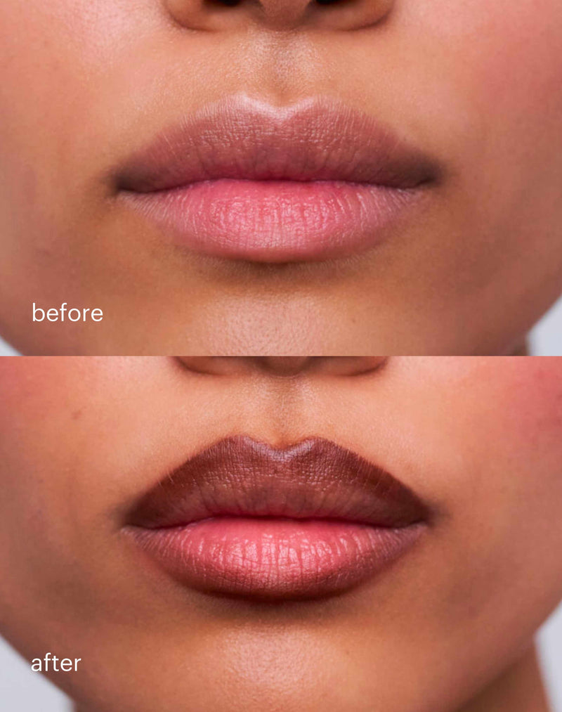 chocolate-brown; Prima e dopo l´applicazione della Soft Shape Lip Liners in Chocolate Brown